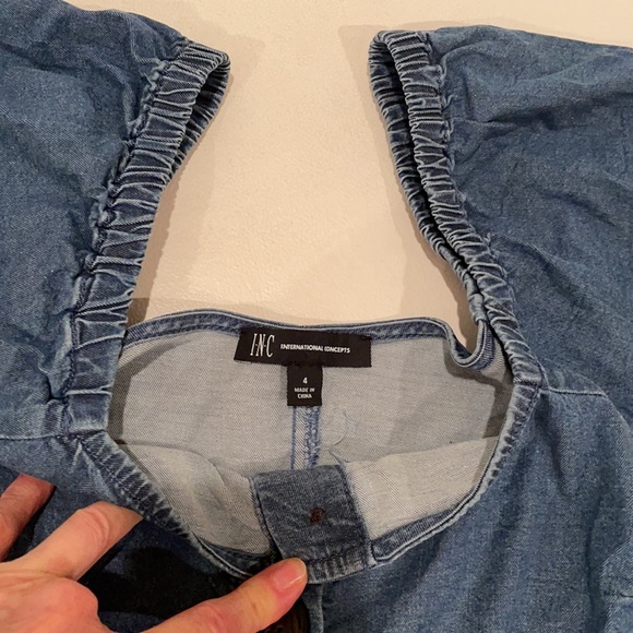 NWT (4) (8) INC International concepts dark denim button up square neck puff - Picture 8 of 12